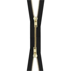 Mandala Crafts 2 Way Zipper  Heavy Duty Two Way Zipper with Two Way Jacket Zipper Pull - #10 Dual Metal Separating Med Weight 2 Way Metal Coat Zipper for Sewing Crafts Brass 36 Inches