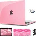 CISSOOK for MacBook Air 15 Inch 2023 2024 2025 2026 Case Pink, Plastic Hard Shell Case with Keyboard Cover for MacBook Air 15 M2 M3 M4 M5 Model A2941 A3114 A3241 A3448, Crystal Pink