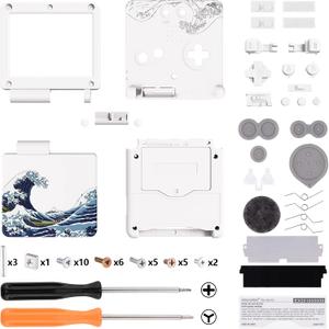 IPS Ready Upgraded eXtremeRate The Great Wave Custom Replacement Housing Shell for Gameboy Advance SP GBA SP – Compatible with Both IPS & Standard LCD – Console & Screen NOT Included