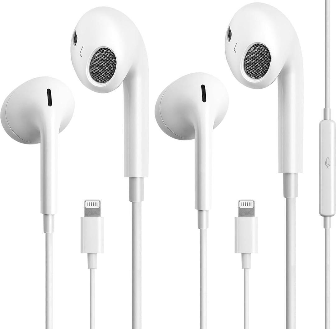 2 Pack Headphones for iPhone with Microphone and Volume Control - Earbuds for Music and Phone Calls, Compatible with iPhone 7/8/X/Xs/XR/se/11/12/13/14/Pro/Pro Max, Support All iOS System.