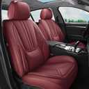 Car Seat Covers Full Set Burgundy, Luxury Leather Car Seat Covers, Waterproof and Breathable Seat Covers, Universal Car Seat Protector Fit for Cars, Trucks, SUVs, Pick-ups (Red, FullSet)