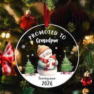 Promoted to Grandma Coming Soon 2026 - Pregnancy Announcement for Grandma, for Grandparents - Baby Announcement Ornament, Baby Coming Soon Ornament Acrylic,3pcs