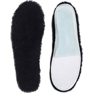 ABUSA Black Sheepskin Insoles Women's Premium Think Wool Fur Fleece Inserts Cozy & Fluffy Women US 7 B(M)