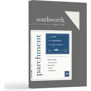 Southworth Company, Agawam, MA Z980CK Fine Parchment Paper,65lb,100 SH/BX,Acid-Free/Lignin,Ivory