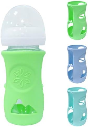 3 Pack Glass Baby Bottle Sleeve for Philips Avent, Anti Breakage Bottle Holder for Baby - Blue + Green + Cyan, 8 oz