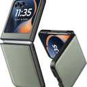 Cresee Case for Motorola Razr 2024/2025 - PU Vegan Leather Back & Hard Polycarbonate Bumper Phone Case for Moto Razr 2024/2025 - Green