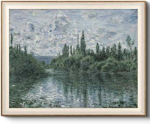 VIYYIEA Framed Canvas Wall Art for Living Room, Vintage Home Decor Landscape Oil Painting Summer Room Decor Bathroom Wall Decor, Large Wall Art -【Banks of the Seine】-(36x24)