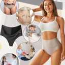 FINETOO Women Underwear High Waisted Thongs Tummy Control Seamless Thongs Shapewear No Show Panties 4 Pack M