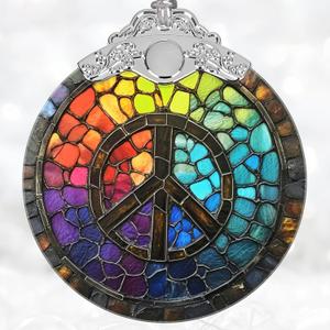 Christmas Decorations Ornaments, Stained Glass Ornament, Christmas Tree Ornaments, 2025 Gift Ornament, Xmas Gift for Friend Family Coworker - Peace Sign