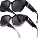 LVIOE 2 Pack Polarized Fit Over Sunglasses for Women Men Oversized Square Over Glasses Sunglasses with UV Protection LS7511
