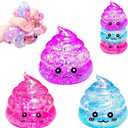 3 Pack Novelty Squishy Poop Stress Balls, 3 Colors Glitter Poops Sensory Joke Prank Toys Anxiety Relief Squeeze Fidget Toy Funny Poop Shape Autism Toy for Adults Teens Kids Party Favor (Purple/Blue/Pink)