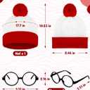 Helimoto Halloween Costumes, Red and White Striped Shirt, Cosplay Costumes Adult, Halloween Shirt with Glasses Frame and Hat (Red, XL)