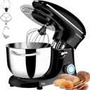 Seedeem Stand Mixer, 6Qt Electric Food Mixer, 660W 6-Speeds Tilt-Head Dough Mixers with Dishwasher-Safe Dough Hook, Wire Whip & Beater for Daily Use, Black (Large)