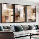 ASDCEUTICALS Large Canvas Wall Art, Brown Beige Abstract Pictures 16"x24"x3