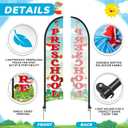 HunnmingRe 2 Pack Now Enrolling Preschool Feather Flag Set Preschool Swooper Flag Weatherproof Advertising Banner Enrolling Sign 15ft x 2.5ft with Flagpoles Ground Stakes Set for Business Advertising, Large Signage