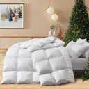 Peace nest White Goose Feather Down Comforter Queen Size for All Season - 100% Cotton Cover Full/Queen Bed Comforter 90 x 90 inches - Queen Duvet Insert with 8 Corner Tabs