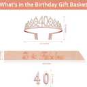 40th Birthday Decoration for Women with Rose Gold Sash, Tiara,Numbers Candles, Sincere 40th Birthday Gifts for Women