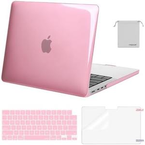 MOSISO Compatible with MacBook Pro 14 inch Case 2025 2024 2023 2022 2021 M4 M3 M2 M1 A3112 A3185 A3401 A2918 A2992 A2779 A2442, Plastic Hard Shell&Keyboard Cover&Screen Film&Pouch, Crystal Pink