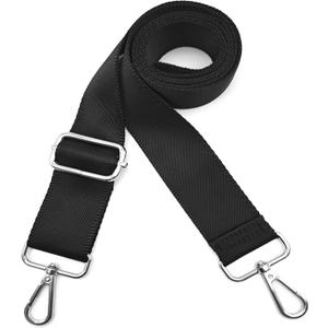2" Wide Purse Straps Replacement Crossbody Bags Shoulder Guitar Strap for Handbags Sports Laptop Duffel Canvas Camera Bag - Black Belt,Silver Clips (Width: 2 inches)