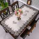 Beige Embroidered Coffee Table Cover Rectangular Dust Cover (23.6''x47'')