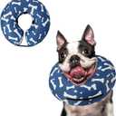 Supet Inflatable Dog Cone Collar Alternative after Surgery, Soft Dog Cone for Small Medium Puppies (S(Neck 7"-10"), T Bone Navy)