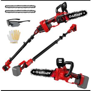 2-in-1 Cordless Pole Saw, 8 Inch Brushless Pole Chainsaws Compatibility with Milwaukee 18V Battery(No Battery), 8 lb Lightweight, Auto Oiling, 14.8 FT MAX Extension Pole Saws for Tree Trimming