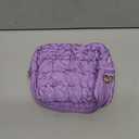 Puffer Quilted Makeup Bag Cosmetic Bags, Puffy Travel Toiletry Pouch for Women, Cute Checkered Zipper Bag Travel Essential, Portable Aesthetic Make up Organizer Bag for Gifts Work Daily (Purple,S)