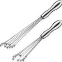 2 Pieces Stainless Steel Mini Ball Whisk 10-Inch and 12-Inch, Egg Beater Manual Mixer Whisk for Sauces Cream Cooking Blender