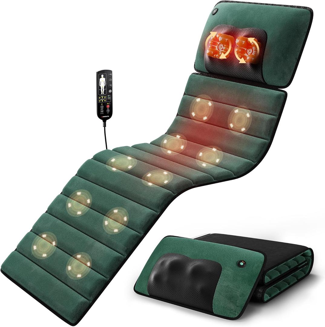 Full Body Massage Mat with Heat, Detachable Massager Pad Deep Tissue Pain Relief,10 Vibrating Motors for Relaxation at Home or Office