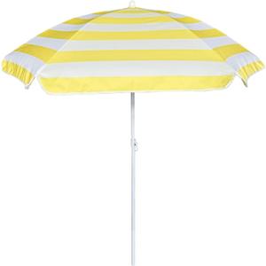 AMMSUN 5ft Seaside Umbrella for Sand Box and Water Table - Kids Durable Umbrellas for children Beach Camping Garden Outdoor Play Shade (5ft Yellow White)