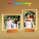 2 Pack 5x7 Acrylic Picture Frame with LED Light Wooden Base, Clear Magnetic Photo Frames, Gifts for Couple, Mom, Dad, Sister, Frineds