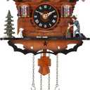 Kintrot Cuckoo Clock Traditional Black Forest Clock Antique Wooden Pendulum Quartz Wall Clock