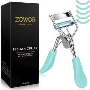 Eyelash Curler with Comb Fit All Eye Shape Curved Eyelash Curlers,Natural and Long Lasting Lash Curler for Women Make Up Gift(Blue)