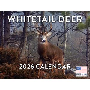 Whitetail Deer Calendar 2026 White Tail Hunting Gifts for Hunters Men Monthly Wall Calender 12 Month | American Made In The USA