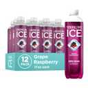 Sparkling Ice, Grape Raspberry Sparkling Water, Zero Sugar Flavored Water, with Vitamins and Antioxidants, Low Calorie Beverage, 17 fl oz Bottles (Pack of 12) (EXP 12/17/26)
