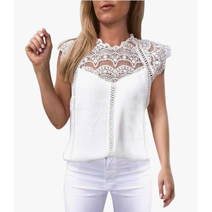 Hollow-Out Blouse Tops for Women Short Sleeve Boho Summer Casual Cami Shirts Tanks XL