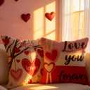 OHOME Valentines Day Decorations -Valentine's Pillows Covers 18x18 Inch Heart Throw Pillows - Valentines Decor Party Favors Supplies Accessories Indoor Outdoor for Galentines Day Home Couch Office (Red)