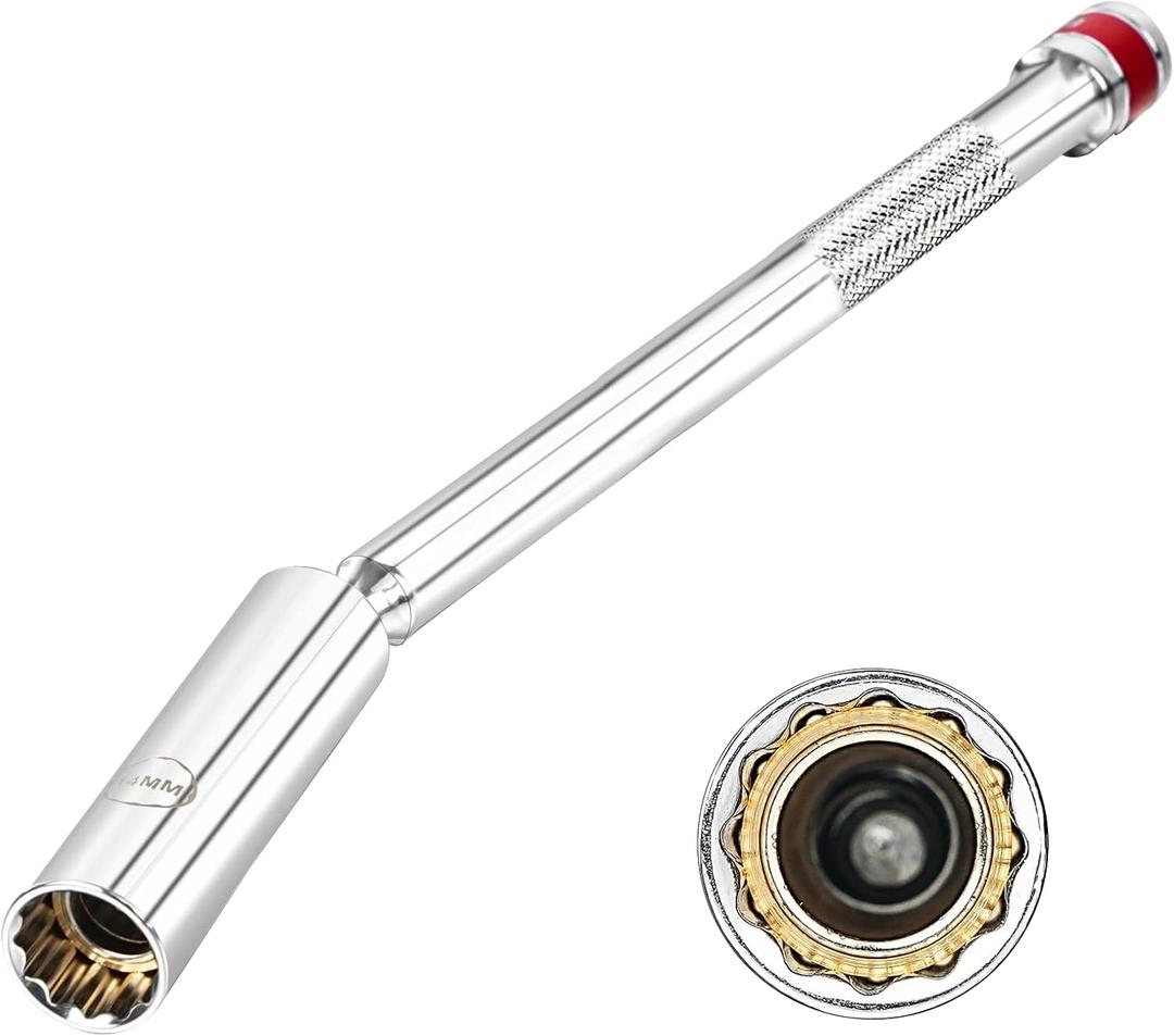 BILITOOLS 14mm Magnetic Spark Plug Socket Swivel Thin Wall Spark Plug Socket removal tool 3/8-inch Drive x 10" Total Length with 12-Point, CR-V BILITOOLS 14mm Magnetic Spark Plug Socket Swivel Thin Wall Spark Plug Socket removal tool 3/8-inch Drive x 10" Total Length with 12-Point, CR-V