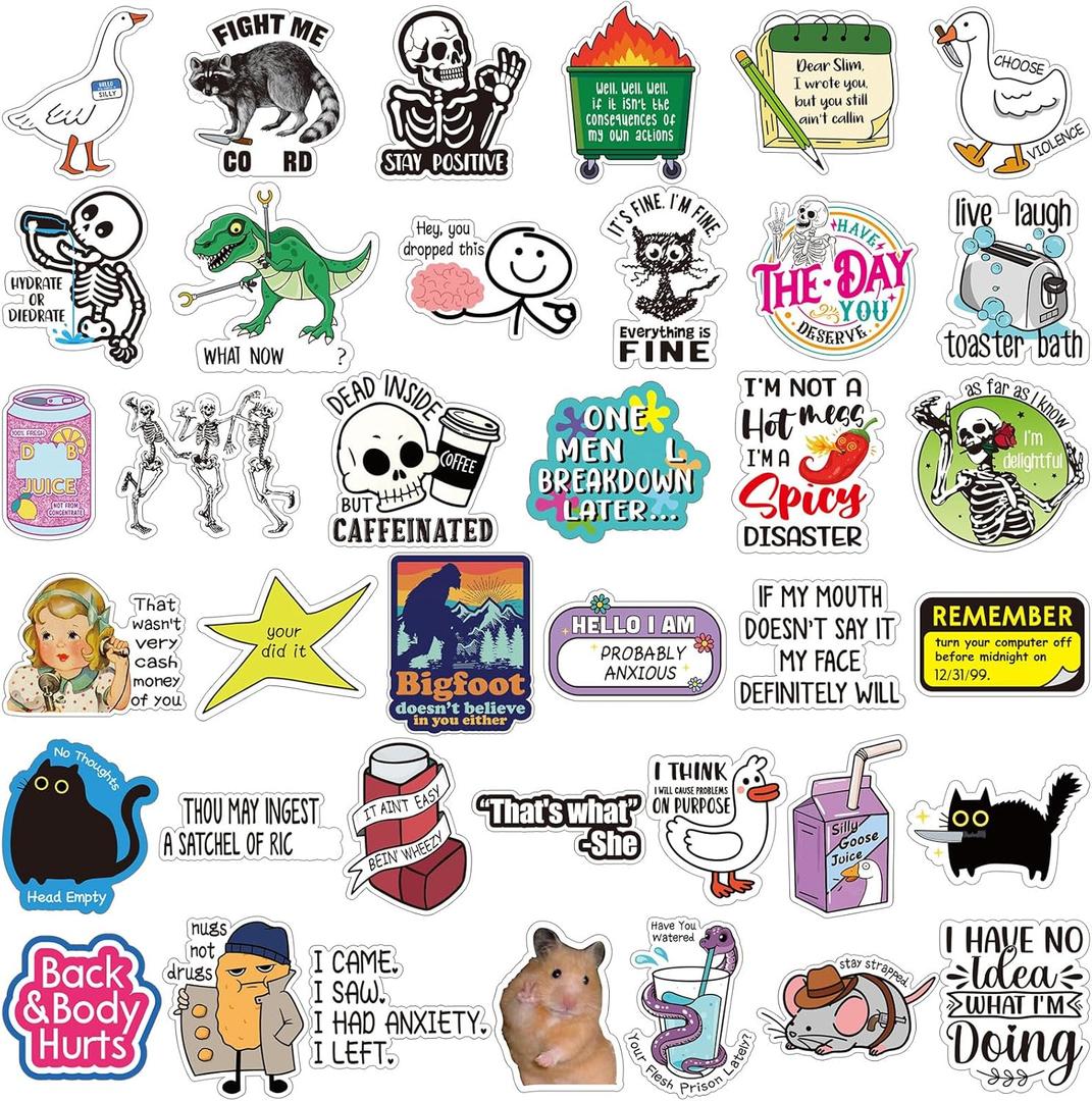 400 Pcs Funny Stickers for Adults Waterproof Vinyl Sarcastic Stickers Meme Decals for Water Bottles, Laptop, Phone, Hard Hats, Journal, Scrapbook
