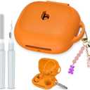 [5in1 Set] Silicone Case for Powerbeats Pro 2 (2025), Shockproof Protective Cover Compatible with Beats Powerbeats Pro 2 Women Powerbeats Pro 2 Case Cover with Fashion Keychain & Cleaner Kit (Orange)