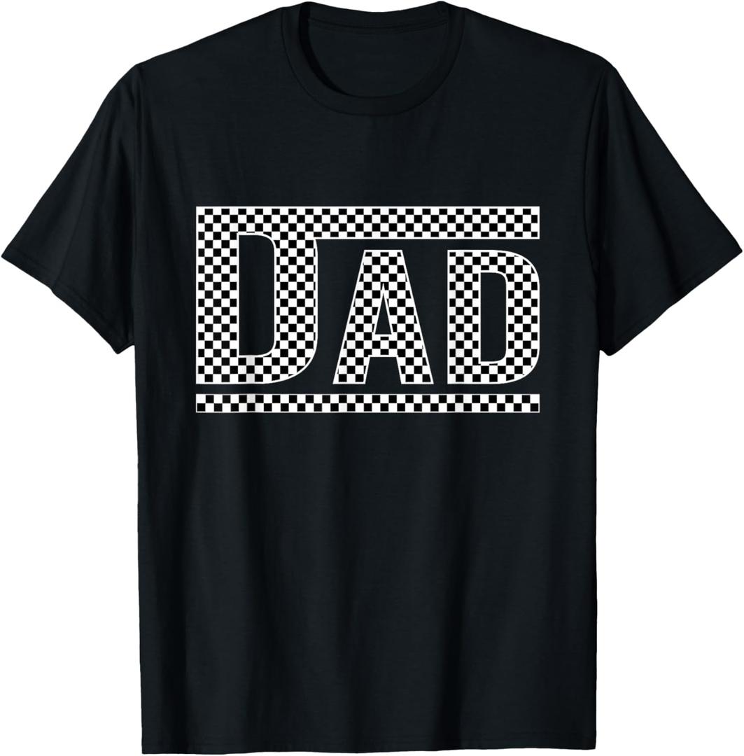 Checkered Dad Black White Funny Dad Father's Day Mens Funny T-Shirt