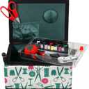 SINGER 07271 Basket with Sewing Notions Kit & Removable Tray-Vintage Spools, Tan