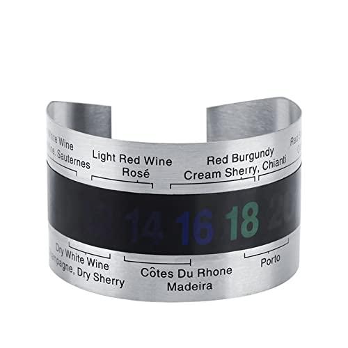 Wine Temperature Bracelet, Stainless Steel Wine Bottle Thermometer LCD Beer Red Wines Bracelet Temperature Sensor for Beer Home Brewing