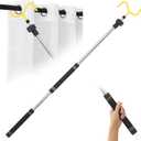 Curtain Pull Wand, 3-7.7 Feet Drapery Pull Rod for Curtains Adjustable Telescopic Extra Long Stainless Steel Material with Sponge Handle Silver
