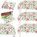 Christmas Candy Cane Tablecloth Roll with Cutter Box Disposable Red and Green Candies Table Cloth Candy Lollipops Plastic Table Cover for Winter Christmas Party Holiday Decor 100 Ft x 51 Inch
