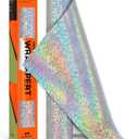 WRAPXPERT Silver Holographic HTV Iron on Silver Heat Transfer Vinyl for T-Shirts, 12''x5ft Holographic Glitter Vinyl Rolls for DIY Clothing Pattern,Stretchable & Washable