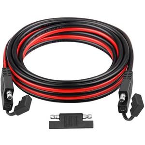 XRDS -RF SAE Extension Cable 12FT–Heavy Duty 10AWG Tinned Copper Wire with SAE Battery Cable Terminal Connectors for Automotive, RV, Marine, and Solar Applications.