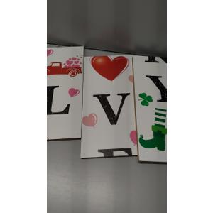 47" 2 In1 Double Side Porch Sign Wooden Sign, Rustic Letters Holiday Decor, Large Welcome Porch Decor for Front Door Home Wall Hanging Yard (Valentines and St.patrick's)