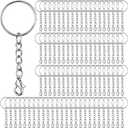 Sasylvia 200 Pcs Keychain Rings with Chain Key Chain Making Kit Include Split Keyring Open Jump Rings Lobster Clasp for Crafts Jewelry Making Supplies Silver