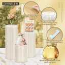 3 Cylinder Stands with Light for Party with Light Round Pedestal Stands Cylinder Pedestal Stand Foldable Cardboard Columns Cylinder Tables for Baby Shower Birthday Wedding Pillars Display